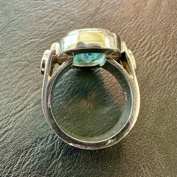 Elegant Sterling Silver Blue Gemstone Ring - Picture 4 of 8